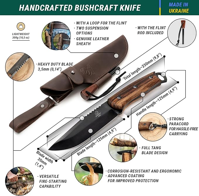 BeaverCraft BSH4F Bushcraft Knife AX3 Camping Hatchet Axe Tool Wood Splitting Axe