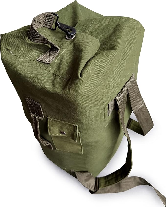 Top Load Backpack Travel Camping Large Bag Tactical Military Match Duffel Bag Double Strap Canvas Backpack Army Green Carryall Bag 31