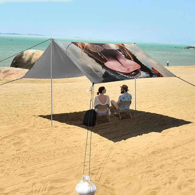 ALAZA Funny Dog Print Beach Tent Sun Shelter Portable Canopy Sunshade for Outdoor Camping Picnics Backyard Fun 10x9 ft
