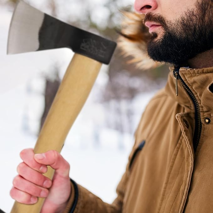 PRANDI Piemonte Hatchet 0.66lb - Ash Handle 13in - Ideal for Camping Travel and Bushcraft - Made in Italy