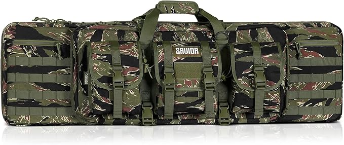 Savior Equipment American Classic Tactical Double Long Gun Bag Pistol Transportation Case w/Backpack Strap Lockable Compartment Available Length in 32 36 42 46 51 55