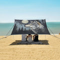 ALAZA Wolf Starry Sky Moon Beach Tent Sun Shelter UPF50+ Protection Beach Shade Canopy w/ 4 Sandbags for Outdoor Camping Fishing Backyard Fun Picnic 10x9 ft