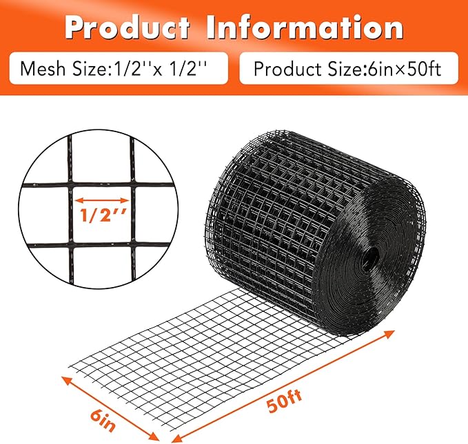 6in x 50ft Solar Panel Bird &amp Critter Guard Kit Includes 60 Fastener Clips 100 Cable Ties Gloves Pliers &amp PVC Coated Wire Mesh for Bird Critters Control