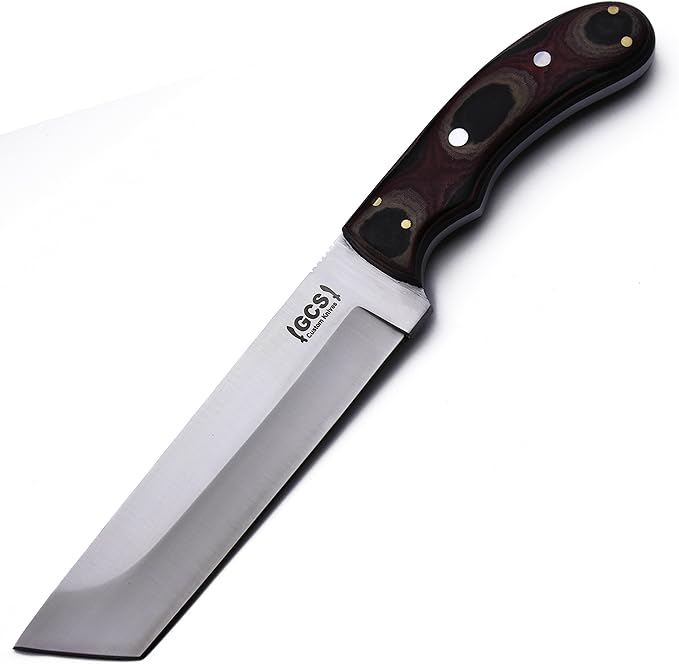 GCS Handmade MicartaHandle D2 Tool Steel Tactical Hunting Knife with leather sheath Full tang blade designed for Hunting &amp EDC GCS 24