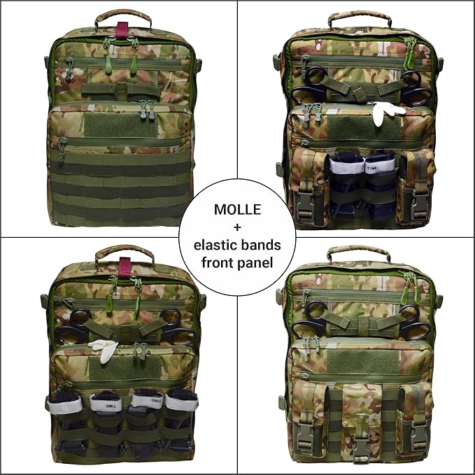 20L DERBY Tactical Medical Backpack – Camouflage First Aid Kit Bag with MOLLE Waterproof Zippers Removable Organizers OCP Field-Ready Design
