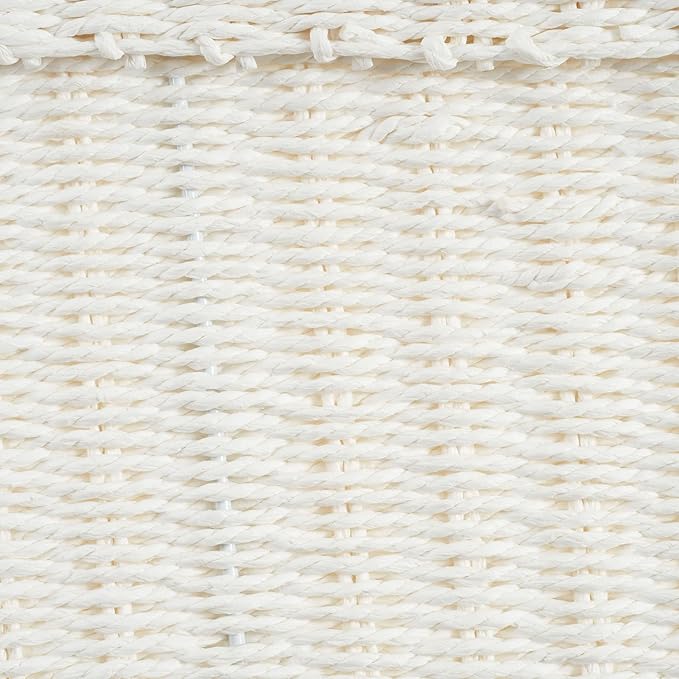 Household Essentials Small Wicker Basket with Lid Multipurpose Storage Basket for Bathrooms Shelves Desks Vanities Closets and More White