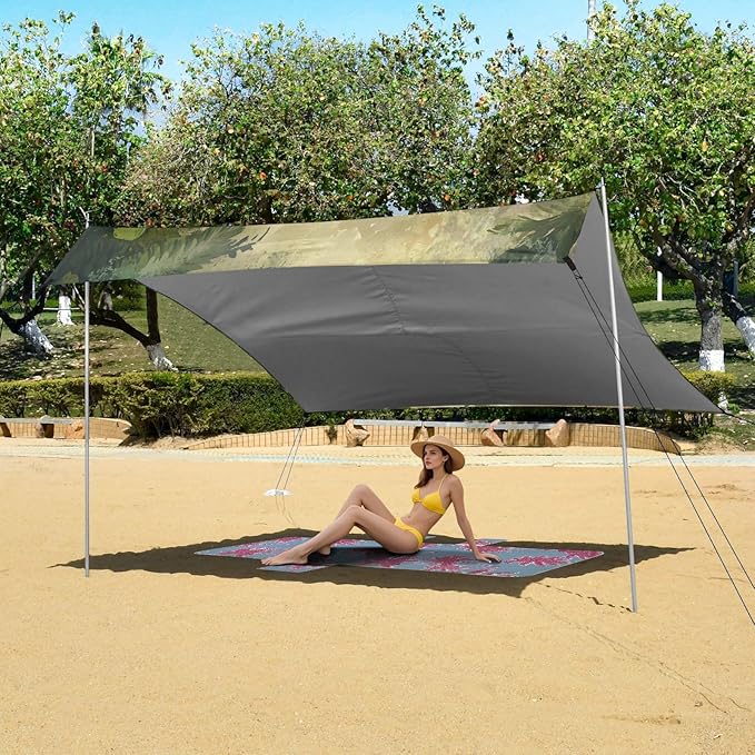 ALAZA Cute Dino Baby Dinosaur Beach Tent Sun Shelter UPF50+ Protection Beach Shade Canopy w/ 4 Sandbags for Outdoor Camping Fishing Backyard Fun Picnic 10x9 ft