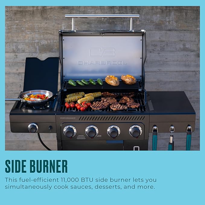 Charbroil Performance Series 4-Burner Gas Grill Cabinet with Side Burner Black - 463253925