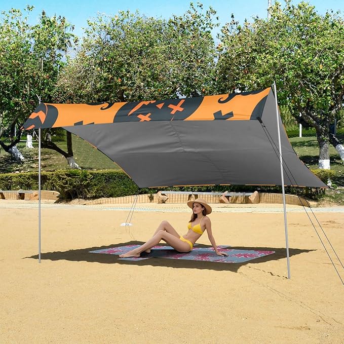 ALAZA Orange Halloween Pumpkin Pattern 拷贝 Beach Tent Sun Shelter Portable Canopy Sunshade for Outdoor Camping Picnics Backyard Fun 10x9 ft