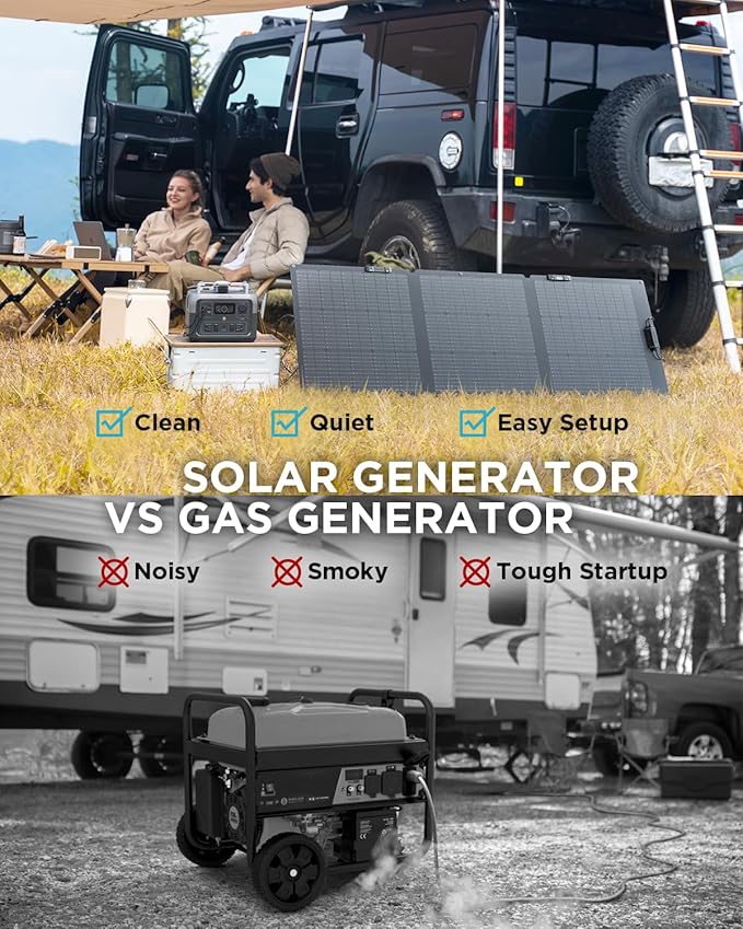 EF ECOFLOW River 2 Max Solar Generator 512Wh Long-Life LiFePO4 Portable Power Station&amp 160W Solar Panel for Home Backup Power Camping &amp RVs 100% Charged in 60m with 3000+ Cycles &amp Up to 1