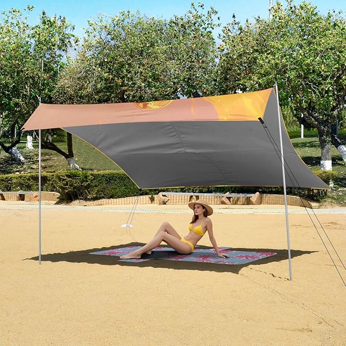 Affectionate Firefighter Beach Cabana UPF50+ Protection Waterproof Large Portable Sun Shelter Includes Sand Shovel Sandbags Stability Poles for Camping Picnics Backyard
