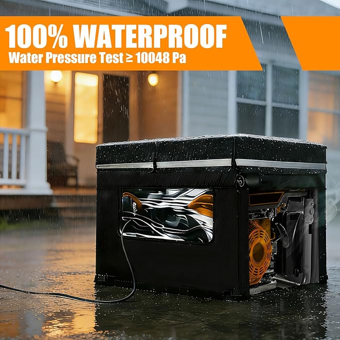 Heavy Duty Generator Cover 32''Lx24''Wx24''H Generator Cover with Double-Layer Fabric Side Access to Control Panel Top Access to Add Fuel All-weather Protective for Most 5500-15000 Watt Generators