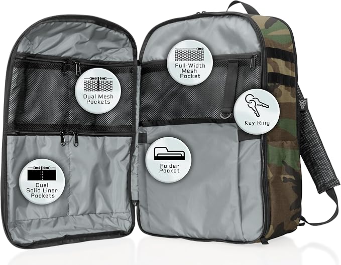 Xtreme Sight Line ~ Large Backpack ~ 16 Laptop Backpack with Removable Faraday Sleeve ~ Heavy-Duty Foam Padded &amp Multiple Large Compartments ~ 1000D Nylon/Spacer Mesh ~ Woodland Camo