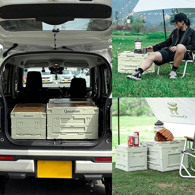 Collapsible Storage Bins with Lockable Doors &amp Removable Cutting Board26L Foldable Stackable Heavy-Duty Box for Camping Picnic Closet Garage and Moving Organization
