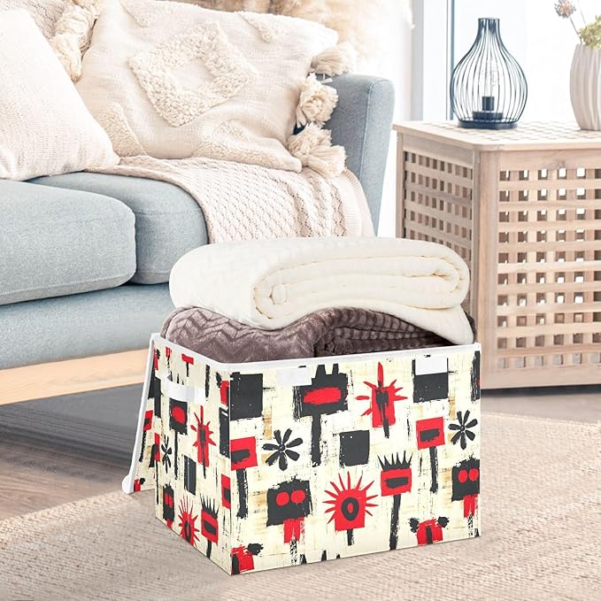 Storage Cube with Lid Abstract Pattern Print 16.5×12.6×11.8 IN Collapsible Large Capacity Foldable Storage Basket Bin Organizer