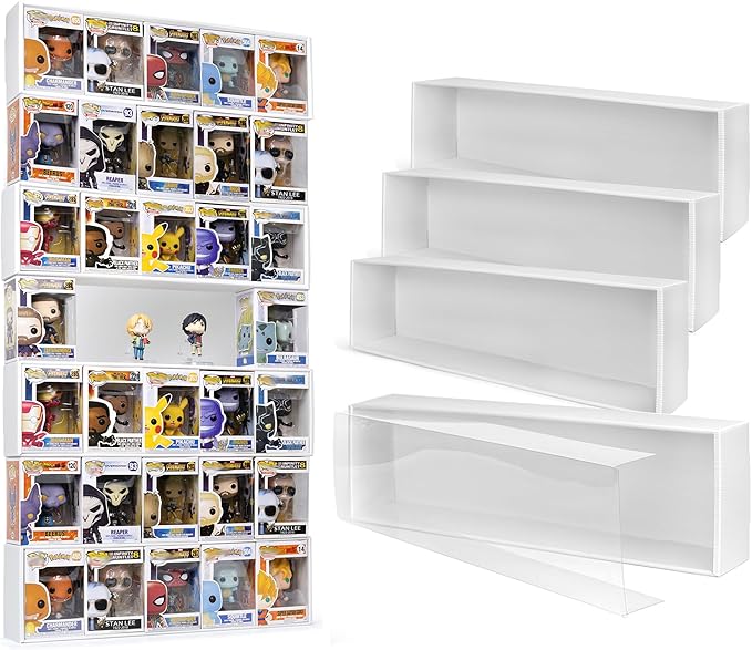 5X4 Version Display Case Compatible with Fnko Pop Boxes Stackable 4 Single Row with Transparent Cover to Protect Your Collection Against Dust (Holds 20 Pops)