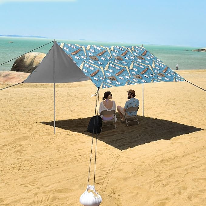 ALAZA Baseball Glove Bat Beach Tent Sun Shelter UPF50+ Protection Beach Shade Canopy w/ 4 Sandbags for Outdoor Camping Fishing Backyard Fun Picnic 10x9 ft