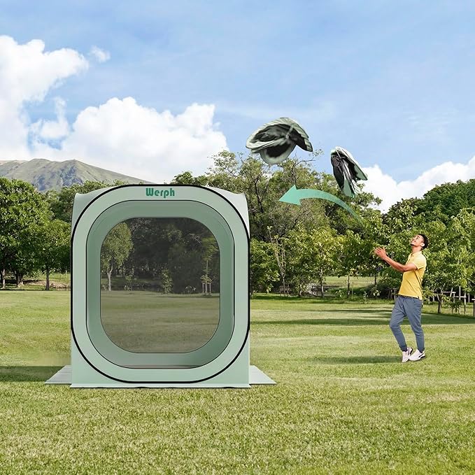 Werph 6x6 Pop Up Screen Tent Mosquito Net Gazebo UV Resistant Roof Waterproof Screen Canopy Quick Setup Outdoor Shelter for Backyard Patio Garden Picnic Camping and Events Green