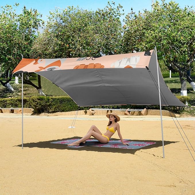 ALAZA Dog Pumpkin Pattern Beach Tent Sun Shelter Portable Canopy Sunshade for Outdoor Camping Picnics Backyard Fun 10x9 ft