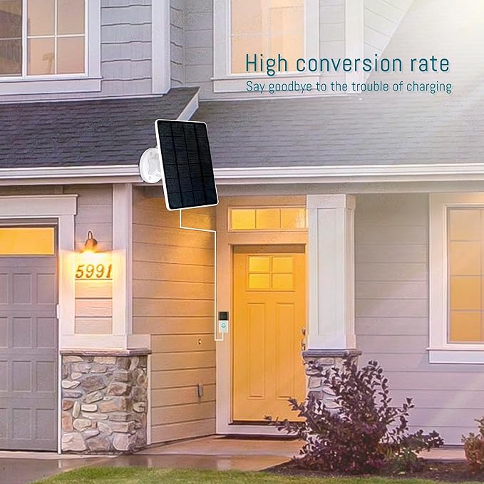 Solar Panel for Ring Doorbell 5W Solar Charger Compatible for Ring doorbell Video Doorbell 2/3/3 PlusVideo Doorbell 4 Video Doorbell Plus for Ring Battery Doorbell Pro with 13ft Charging Cable