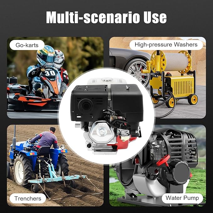 420CC 15Hp Gasoline Engine 9700W Mini Bike Engine Pull Start Air Cooling Go Kart Motor 4-Stroke Small Gas Engine 3000-3600Rpm for Water Pumps Vibrators Generators with 1.72 Gallons Fuel Tank