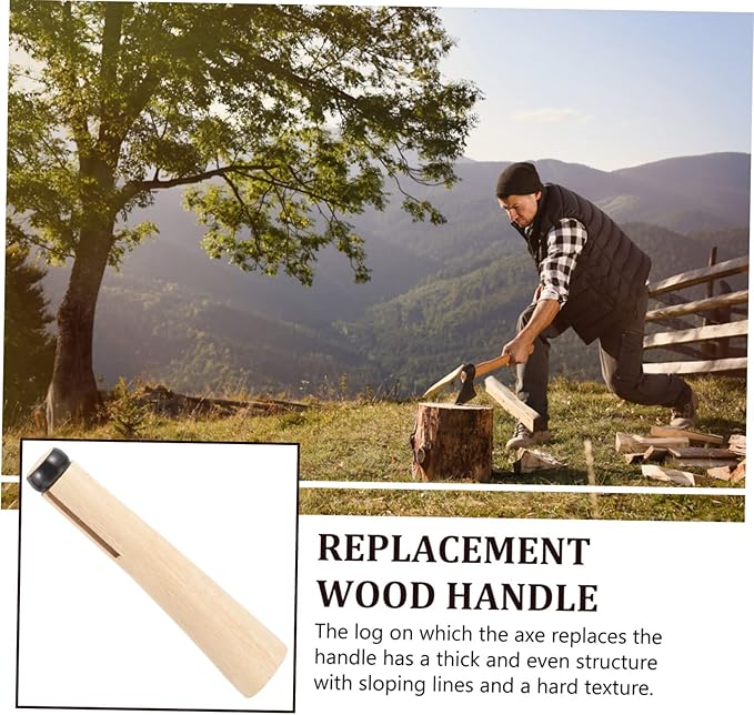 UKCOCO 2-Pack Wooden Axe Handle Replacement for Hatchets Sturdy Qiangmu Wood Anti-Slip Grip for Camping and Outdoor Wood Splitting
