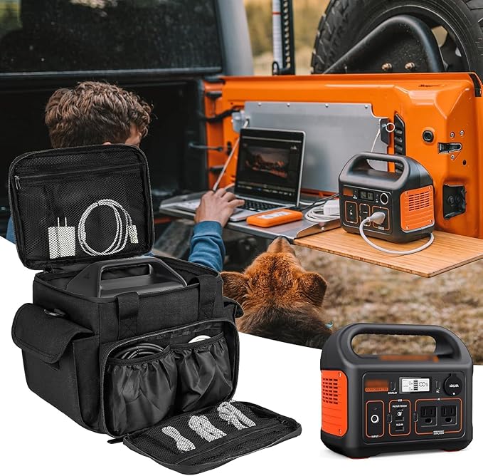 Carrying Case Compatible with Jackery Explorer 240/300/160/GOLABS R300/Anker 521 Portable Power StationWaterproof Travel Storage Bag with Multiple Pockets for Charging Cable and Accessories(Bag Only)