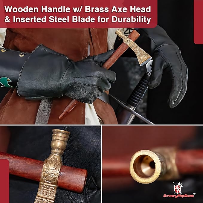 Armory Replicas™ Mini Engraved Smoking Hawk with Brass Axe and Steel Blade – Detailed Handcrafted Collectible