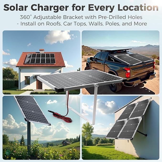 Voltset Solar Panel Kit 30W 12V with MPPT Controller Solar Battery Trickle Charger Maintainer Waterproof Solar Panel with Adjustable Mount Bracket for Boat RV Motorcycle Marine