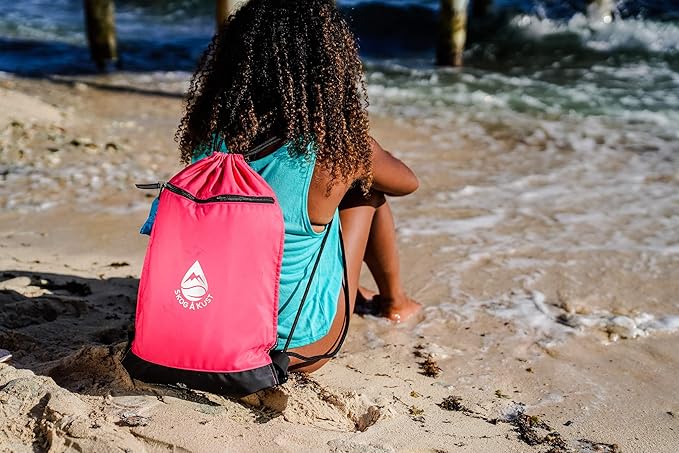 Skog Å Kust GymSak | Patented 2-in-1 Drawstring Cinch Bag with Removable Waterproof Dry Bag | Black &amp Grey
