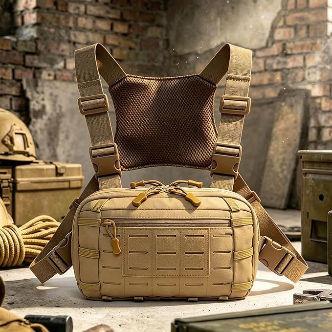 Tactical Chest Pack EDC Chest Bag Utility Molle Chest Rig Pouch with CCW Compartment Adjustable Strap Admin Pouch