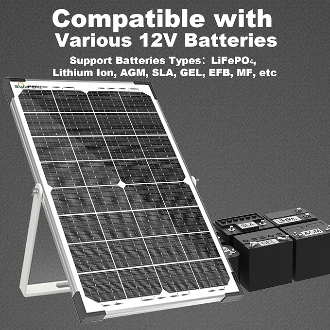 SOLPERK 30W Solar Battery Charger Solar Battery Maintainer + Upgrade 10A MPPT Charge Controller + Adjustable Mount Bracket for Car RV Boat Motorcycle12V Waterproof Solar Panel Kit Trickle Charging