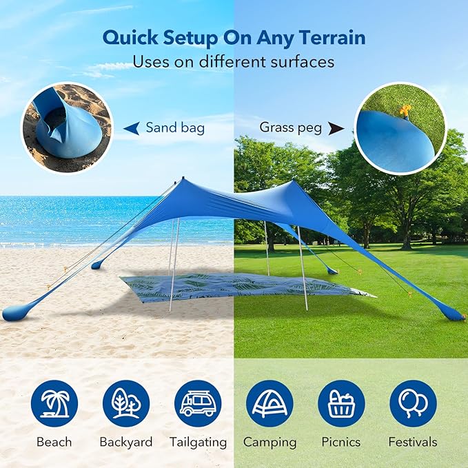 Canopy Tent Beach Umbrella UPF50+ Protection Sun shelter Portable Camping with Sandbag Poles Ground Pegs and Anti-Wind Ropes for Outdoor Camping Backyard Picnics 10X10FT with Beach Blanket Phone Case
