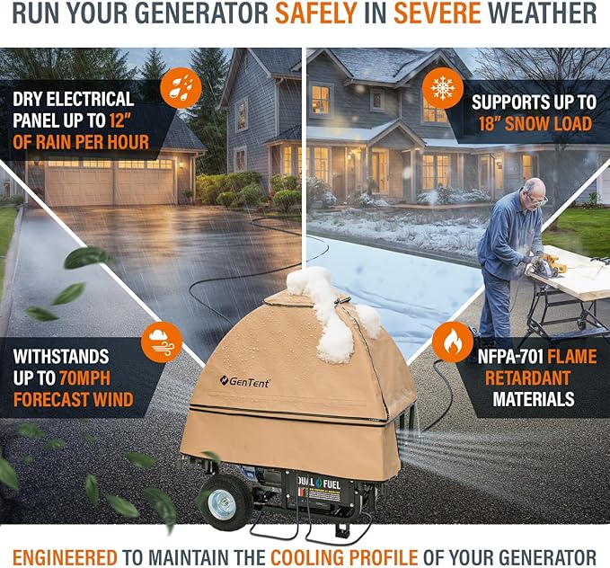 GenTent Open Frame Running Cover - Universal Adapter Kit Generator Tent (Beige Original - Standard)