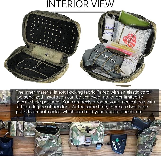 Ifak Pouch-Rapid Deployment Tactical MOLLE Trauma Kit Pouches Quick Release Tear-Off Medical First Aid Kit Organiser with Red Immediate Identify for Emergency Surviva.