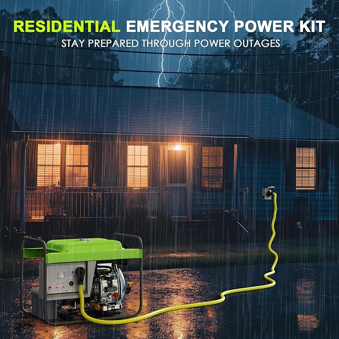 50 Amp Generator Cord 10FT and Power Inlet Box NEMA 14-50P Male to SS2-50R 125/250V Twist Lock Connector with Pre-Drilled NEMA SS2-50P Generator Inlet Box for Generator to House ETL Listed