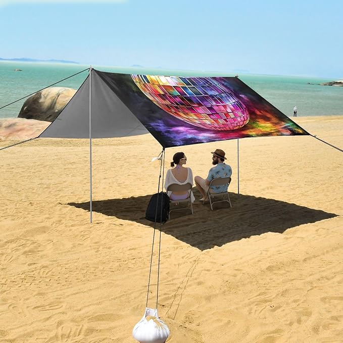 ALAZA Witch Hat Pop Beach Tent Sun Shelter UPF50+ Protection Beach Shade Canopy w/ 4 Sandbags for Outdoor Camping Fishing Backyard Fun Picnic 10x9 ft