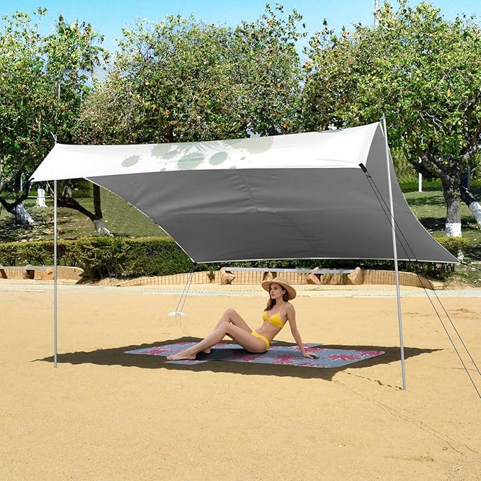 ALAZA Sea Turtle Shells Starfish Beach Tent Sun Shelter Portable Canopy Sunshade for Outdoor Camping Picnics Backyard Fun 10x9 ft