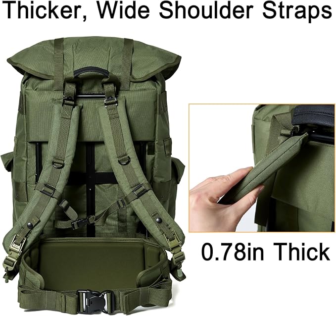 MT Military ALICE Pack Large Size Tactical Rucksack with Aluminum Quick-Release Buckles and Enhanced Waist Support – US Logo