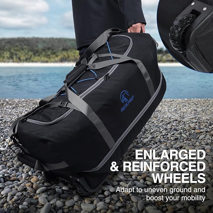 REDCAMP 85L/120L/140L Foldable Duffle Bag with Wheels Large Travel Duffel Bag