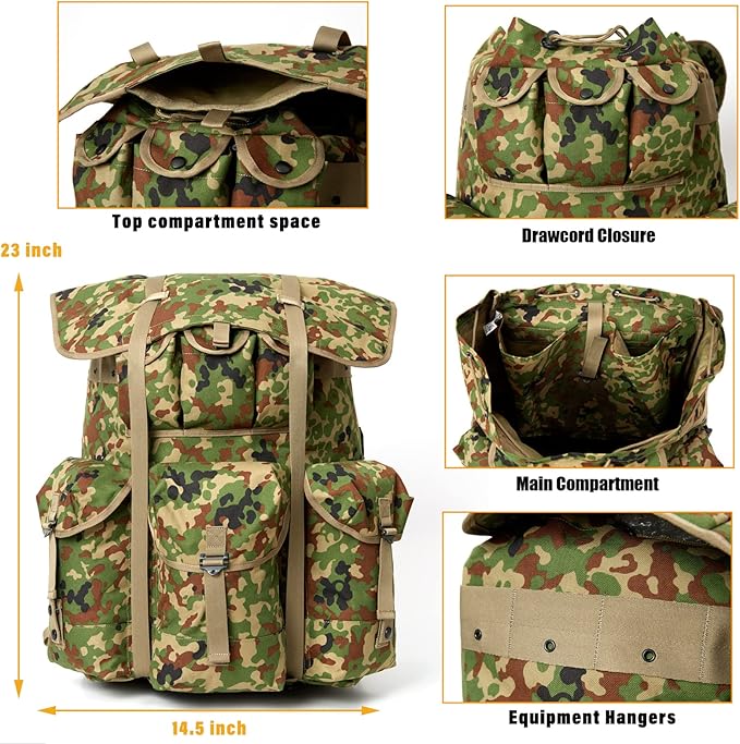 MT Military Alice Pack Large Army Survival Combat ALICE Rucksack Backpack 55L SDF Camo