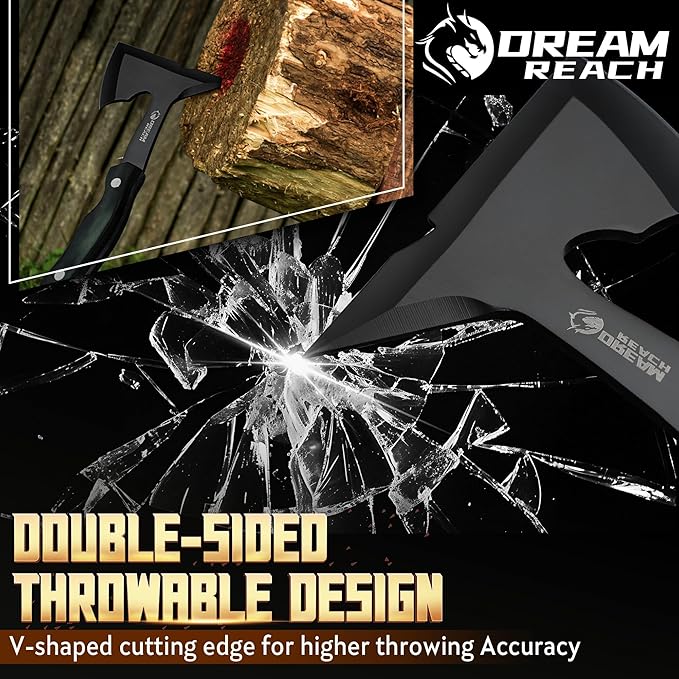 Dream Reach Professional Throwing Axe Set – 3-Pack High-Carbon Steel Throwing Axes for Backyard with Sheaths and Ergonomic Handles for Competition and Recreation for Men