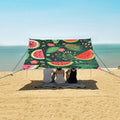 ALAZA Sliced Watermelon Palm Leave Beach Tent Sun Shelter Portable Canopy Sunshade for Outdoor Camping Picnics Backyard Fun 10x9 ft