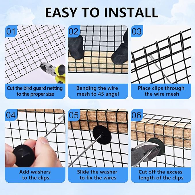 10in X 100ft Critter Guard for Solar Panels 1/2inch PVC Coated Solar Panel Guard Critter Guard Roll Kit for Solar Panel Wire Mesh Black Pigeon Barrier with 120pcs Fasteners Cutting Scissor Gloves