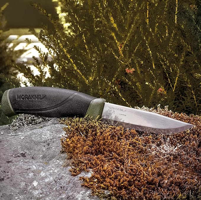 Morakniv Companion Carbon Steel Fixed-Blade Knife with Sheath 4.1 Inch Military Green