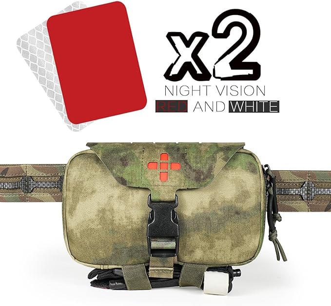 Ifak Pouch-Rapid Deployment Tactical MOLLE Trauma Kit Pouches Quick Release Tear-Off Medical First Aid Kit Organiser with Red Immediate Identify for Emergency Surviva.