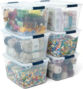 Rubbermaid Cleverstore Clear 32 Qt 6 Pack Stackable Plastic Storage Bins with Lids Great for Closet and Laundry Storage Organizing in the Home