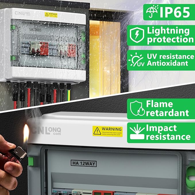 2 String Solar PV Combiner Box 2 in 2 Out IP65 DC500V 32A Circuit Breaker with Surge Protector and 15A PV FuseSolar Disconnect Switch Outdoor Waterproof for Solar Panels System