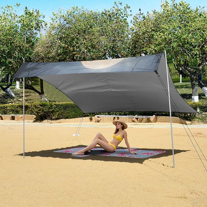 ALAZA Wolf Moon Night Forest Beach Tent Sun Shelter Portable Canopy Sunshade for Outdoor Camping Picnics Backyard Fun 10x9 ft
