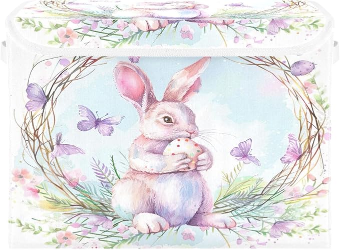 Easter Bunny Fabric Storage Bins with Lids and HandleFoldable Storage Bins with LidsCloset Organizers for Clothes Storage Room Organization Office Storage Chest Organizer